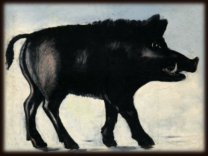 19th century painting of a boar by Niko Pirosmani