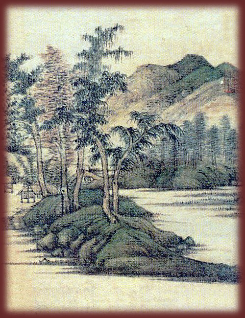 Detail of a 14th century painting of a beach in China