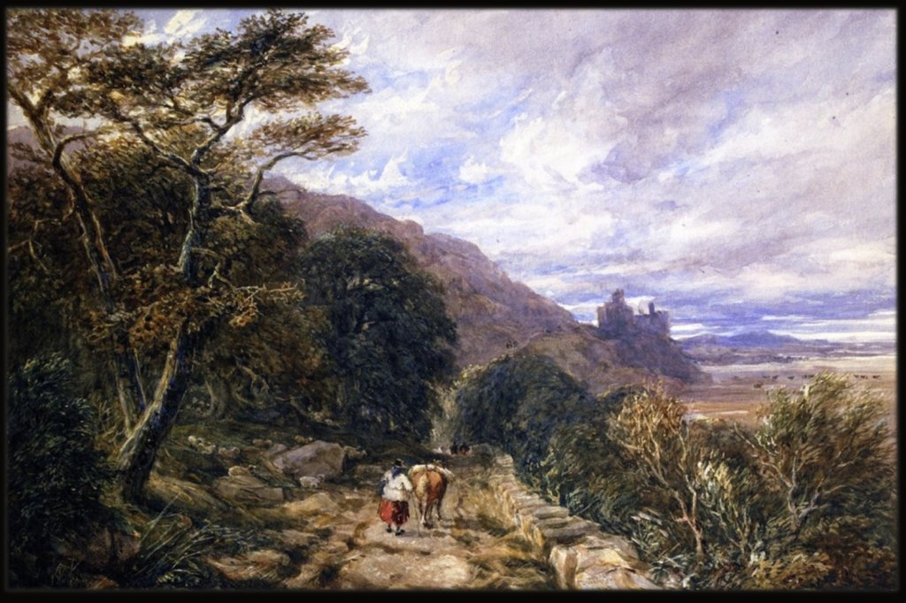 19th century painting of the hilly Welsh coast